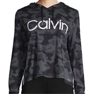 Calvin Klein Performance Gray Cropped Camo Hoodie Women's M